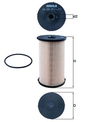 Cartucho filtro de combustible Mahle KX220D