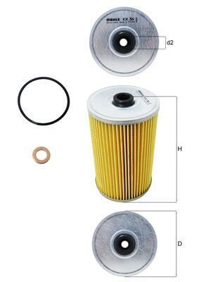 Cartucho filtro de combustible Mahle KX36D