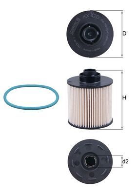 Cartucho filtro de combustible Mahle KX420D