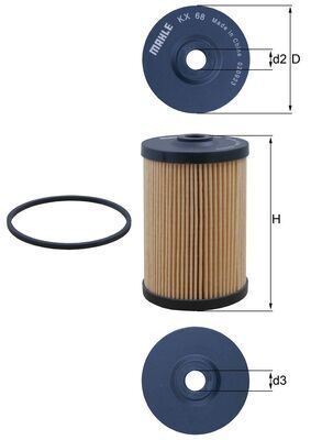 Cartucho filtro de combustible Mahle KX68D