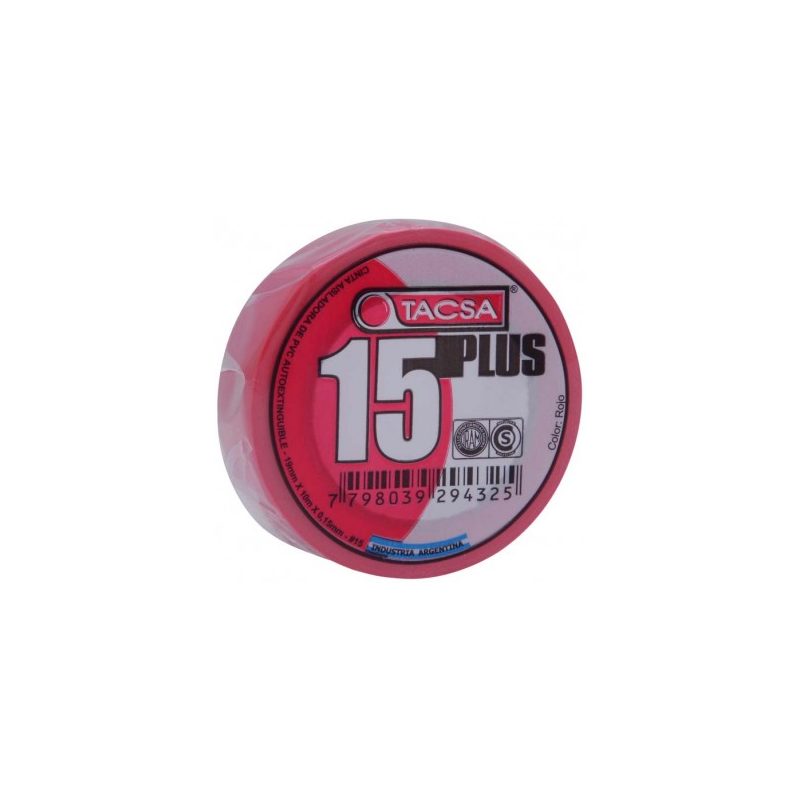 Cinta Aisladora PVC Plus 19MM x 20M Roja TACSA-100